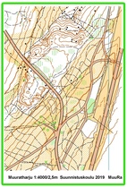 Sprinttikartta Muuratharjun metsämaastosta mittakaavassa 1:4000 ja käyräväli on 2,5 m.
