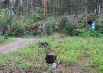 PreO:n viimeiset tehtävärastit Hannalan pihajyrkänteellä. Kuva Esko Junttila