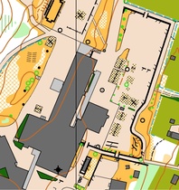 Taajamissa järjestettävissä sprinttisuunnistuksissa käytetään sprinttikarttaa. Kuvassa karttana Muuramenjoki, 1:4000/2,5 m. Eli 1 cm kartalla on 40 metriä maastossa ja käyrien väli on 2,5 metriä korkeussuunnassa.